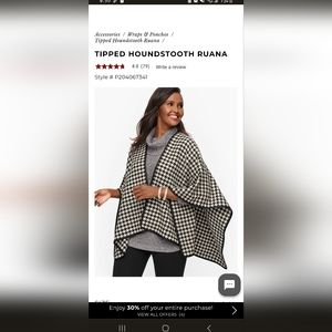 TIPPED HOUNDSTOOTH RUANA M/L